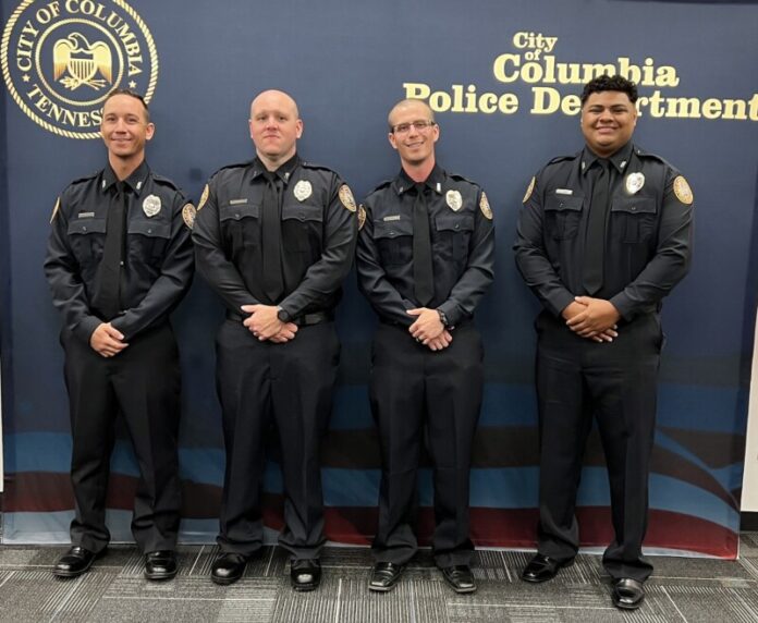 Pictured left to right: Ofc. David Williams, Ofc. Billy Hughes, Ofc. Zachary Garner, and Ofc. Amisael Jeimenz.