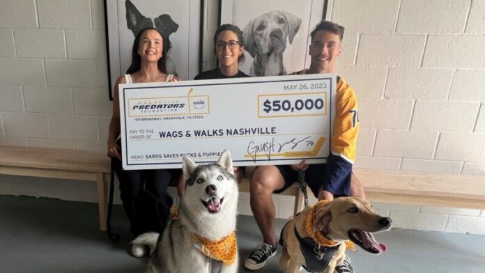 Juuse Saros, Preds Foundation Raise $50,000 for Wags and Walks Nashville
