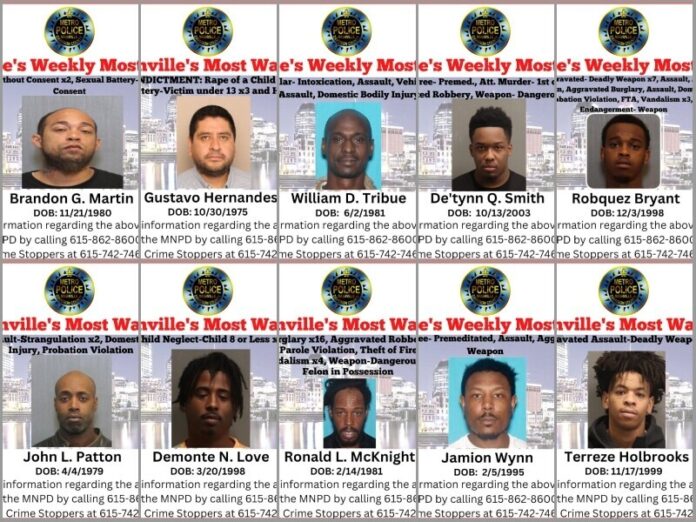 Nashville’s Weekly Most Wanted as of May 9, 2023 Maury County Source