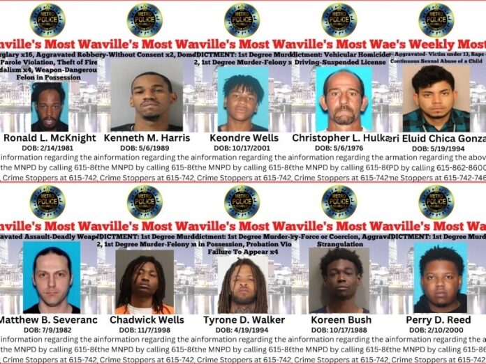 Nashville’s Weekly Most Wanted as of July 18, 2023