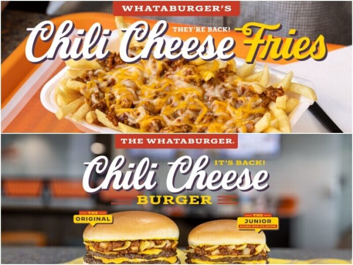 Whataburger’s Chili Cheese Burger & Fries Return