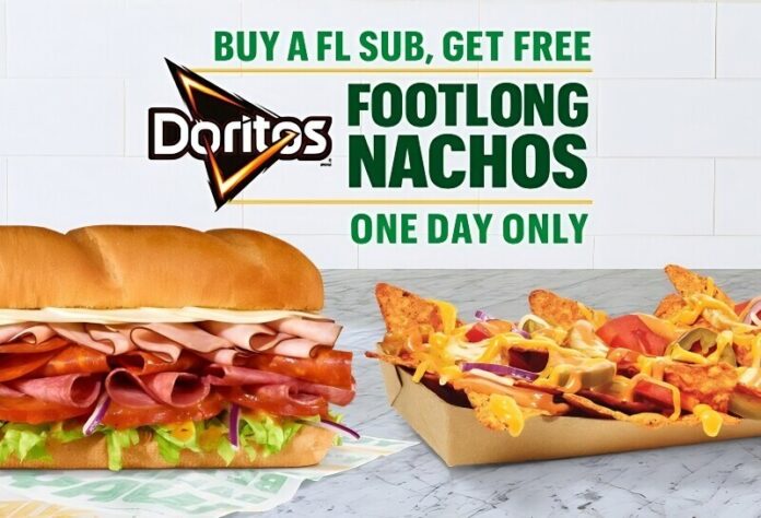 For one day only on April 10, Subway MVP Rewards members can unlock a special offer: one free Doritos® Footlong Nachos with the purchase of any footlong sub.
