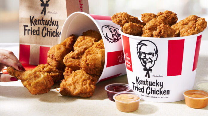 Chicken-and-Tenders-Buckets The KFC Comeback kicks off with a Free Bucket on Us. Choose between a free eight-piece bucket of chicken or tenders with a $15+ online purchase on the KFC App.